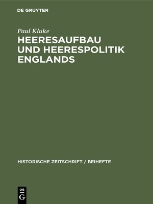 cover image of Heeresaufbau und Heerespolitik Englands